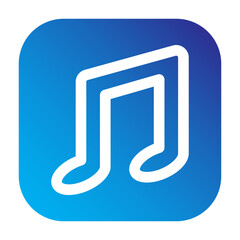 Minimalist rounded square music note icon, representing audio or song