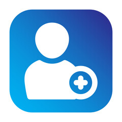 Minimalist rounded square add user icon, representing invite or new member