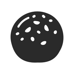 Fototapeta premium Simple black and white bread roll icon with seeds