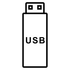 USBメモリの線画イラスト　ストレージデバイス アイコン