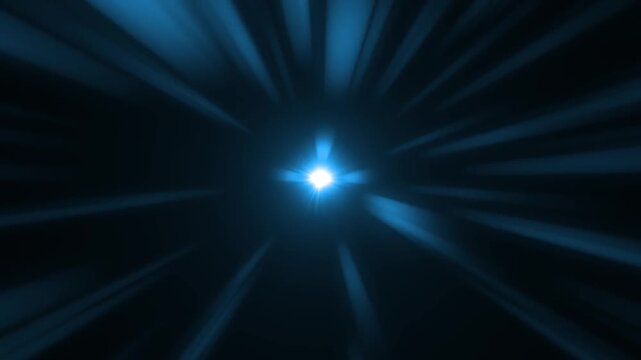 Lens Flare Abstract creative blue light shine radial blue light burst technology and communication background. Blue light, neon glowing rays in motion.