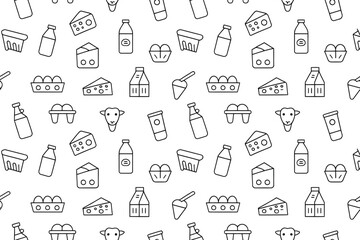 Seamless dairy products pattern background vector illustration for food and agriculture themes use 96