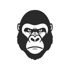 Fototapeta premium Minimalist gorilla face silhouette design on white background