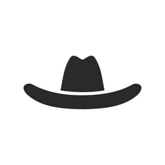 Black silhouette of cowboy hat icon isolated on white background