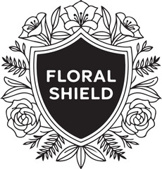 Fototapeta premium Floral Shield Silhouette Emblem Bundle