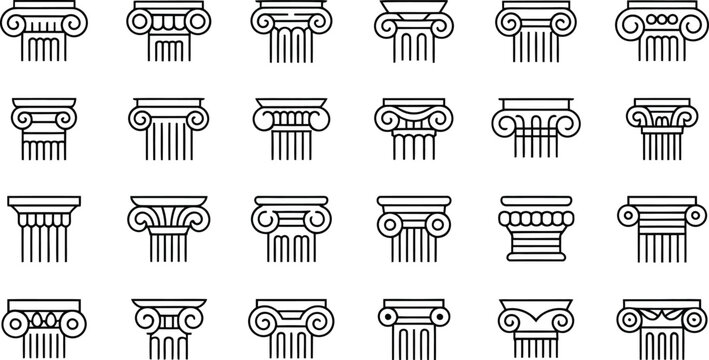 Ionic doric corinthian column vector illustration set architectural design elements and building detail 96