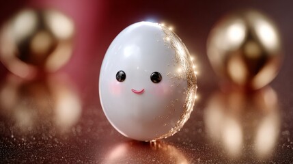 Playful egg character sparking joy studio setting digital art vibrant colors close-up whimsy