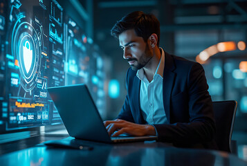businessman working on laptop