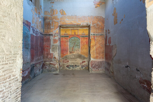 Villa di Poppea (Villa Poppaea), ruins of a seaside Roman villa in the Pompeian suburban area of Oplontis, buried under the ashes of mount Vesuvio in