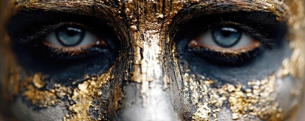 Dark circles and bags concept. A close-up of captivating eyes adorned with artistic makeup.