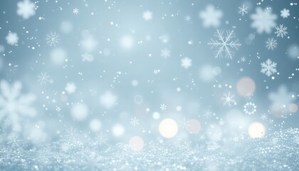 Fototapeta premium Delicate snowflakes gently falling in a serene winter scene, creating a beautiful and enchanting atmosphere