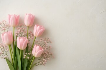 Fresh pink tulip flowers for spring decoration and natural beauty