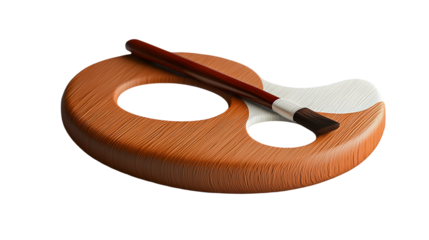 Painting palette with brush 3d icon isolated on a transparent background