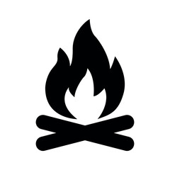 Fire flame silhouette icon isolated on a white background vector illustration