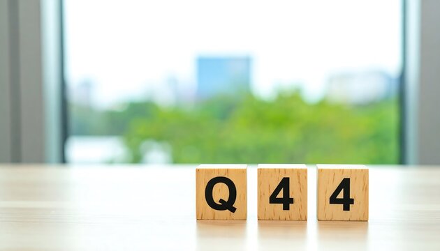 Wooden blocks reading Q4
