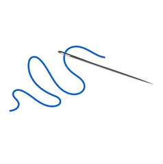 Needle with Blue Thread Illustration Isolated on White Background