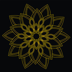 “Luxury Floral Golden Mandala Pattern on Black”