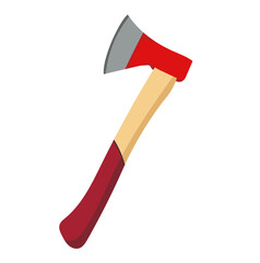 Red Axe with Wooden Handle Illustration Isolated on White Background