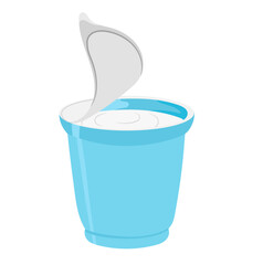 White Yogurt with Plastic Cup Illustration Isolated on White Background