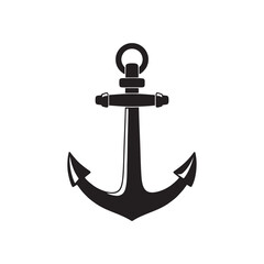 vector silhouette of a ship or boat anchor with a white background