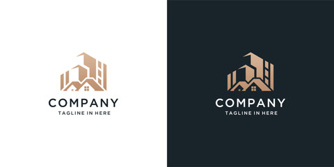 Modern building real estate logo design inspiration