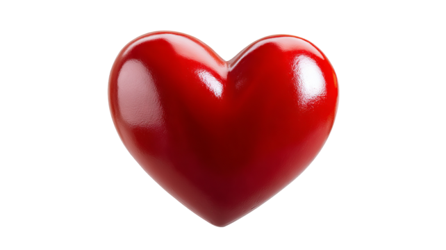 Red heart isolated on transparent background — high-resolution PNG cutout icon for love, romance, Valentine projects, social media stickers, wedding invitations, greeting cards, web and app UI - Powered by Adobe