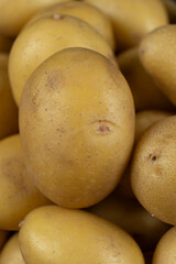 Organic Unpeeled Potatoes Macro, Healthy Raw Vegetable Background.