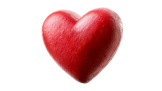 Red heart isolated on transparent background — high-resolution PNG cutout icon for love, romance, Valentine projects, social media stickers, wedding invitations, greeting cards, web and app UI