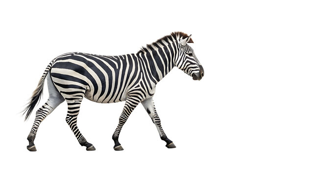 Side profile of a zebra walking animal wildlife isolated on a transparent background
