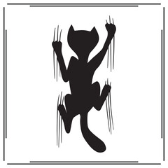 Silhouette of Cat Climbing - Black and White Animal Icon - Vector Illustration for Pet, Wildlife, and Animal Lovers Projects