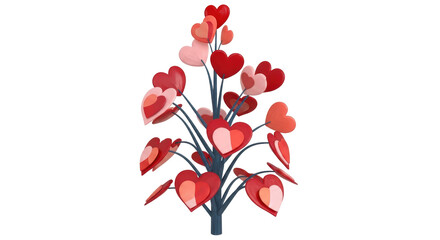 Isolated Tree with Heart-Shaped Leaves: Symbol of Love
