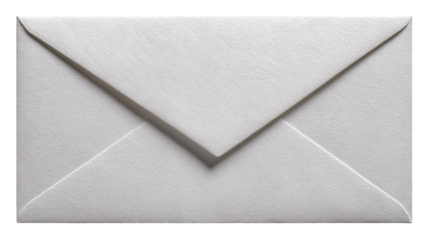 Minimal blank white envelope isolated — high-resolution PNG cutout with transparent background, ideal for stationery mockups, wedding invitations, greeting cards, branding and packaging design