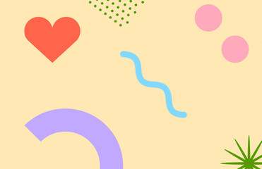 Minimal abstract composition with colorful geometric shapes on pastel background