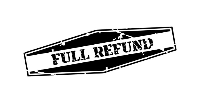 Grunge black full refund word hexagon rubber seal stamp on white background