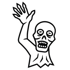 zombie hand rising line art vector icon