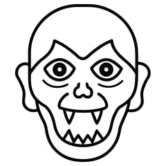 Fototapeta premium zombie monster face line art vector icon