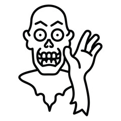 zombie hand scary line art vector icon