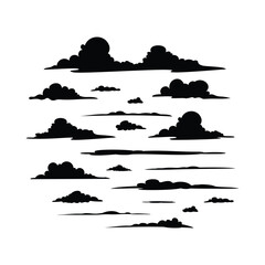 Set of clouds silhouette, Clouds isolated on white Background