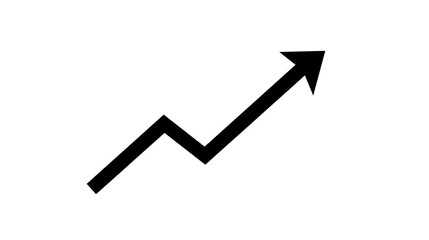 The text describes a simple black zigzag line graph with an upward arrow symbolizing growth on a plain white background.