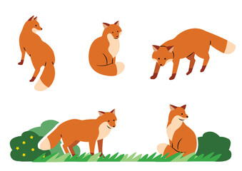 可愛い狐のイラストセット