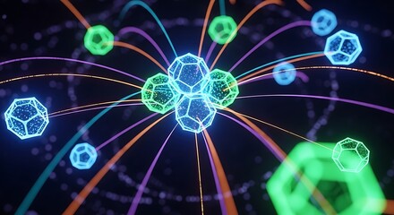 Abstract network connections data science technology structure polygonal geometric design art concept background