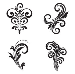 Elegant vector flourishes decorative elements black and white designs for graphic arts and embellishment