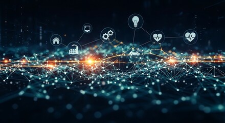 Internet network connection technology iot data digital communication system innovation concept visualization