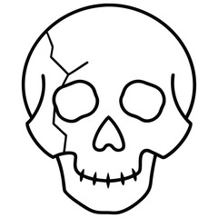 broken skull line art vector icon