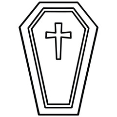 Fototapeta premium coffin lid cross line art vector icon