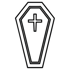 Obraz premium coffin cross symbol line art vector icon