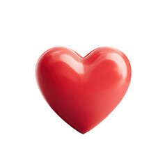 Fototapeta premium Glossy red heart symbol on a clean white background.
