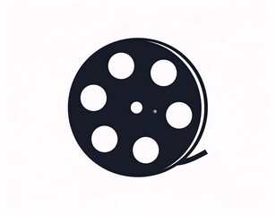 Simple black and white film reel graphic