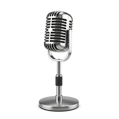 Fototapeta premium Classic silver microphone on a white background, isolated on white background
