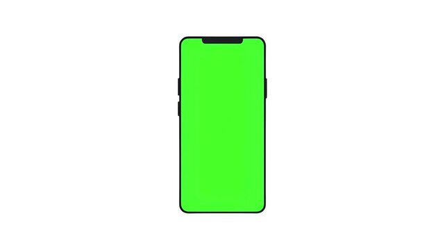Modern smartphone with a vibrant green screen mockup Animation